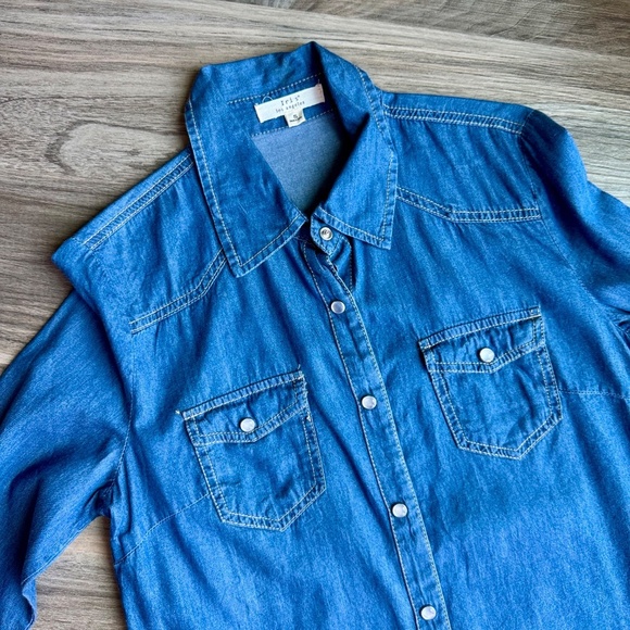 Iris Los Angeles Denim Button Down Long Sleeve Shirt Size S - Picture 2 of 9